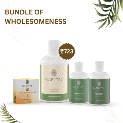 BUNDLE OF WHOLESOMNESS (Body Lotion 100ml, Face Wash 100ml, Body Wash ,Soap)