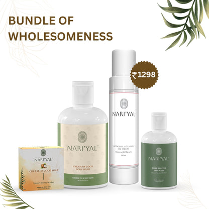 BUNDLE OF WHOLESOEMNESS (Body serum, Face Wash 100ml ,Body Wash ,Soap)